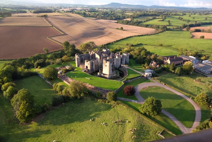 Raglan castle from the sky